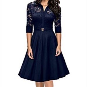 50s style navy blue dress